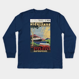 The Western Highlands of Scotland - LMS - Vintage Railway Travel Poster - 1920s Kids Long Sleeve T-Shirt